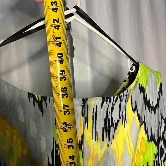 Dressbarn Sleeveless Sheath Dress Black Yellow Ikat Print Size 18W - Picture 10 of 12